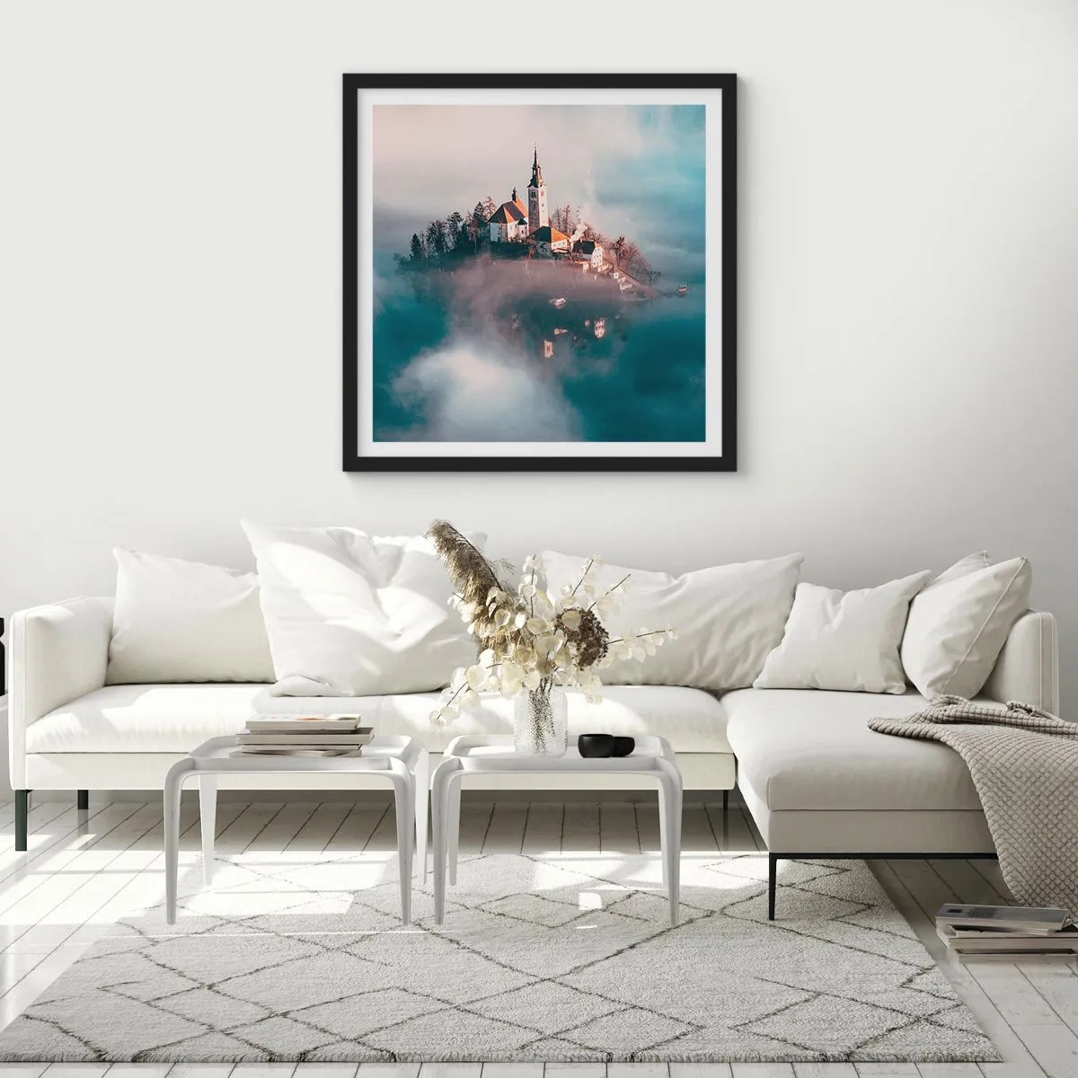 Póster en marco negro - Isla de los sueños - 30x30 cm
