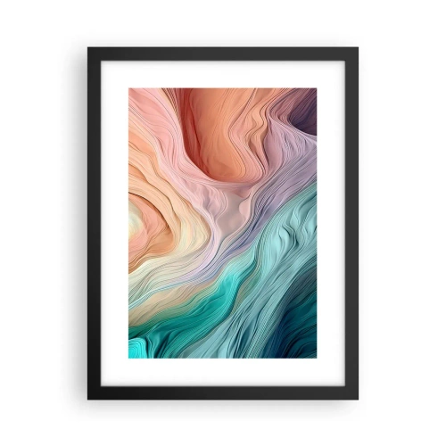 Póster en marco negro - Ola arco iris - 30x40 cm