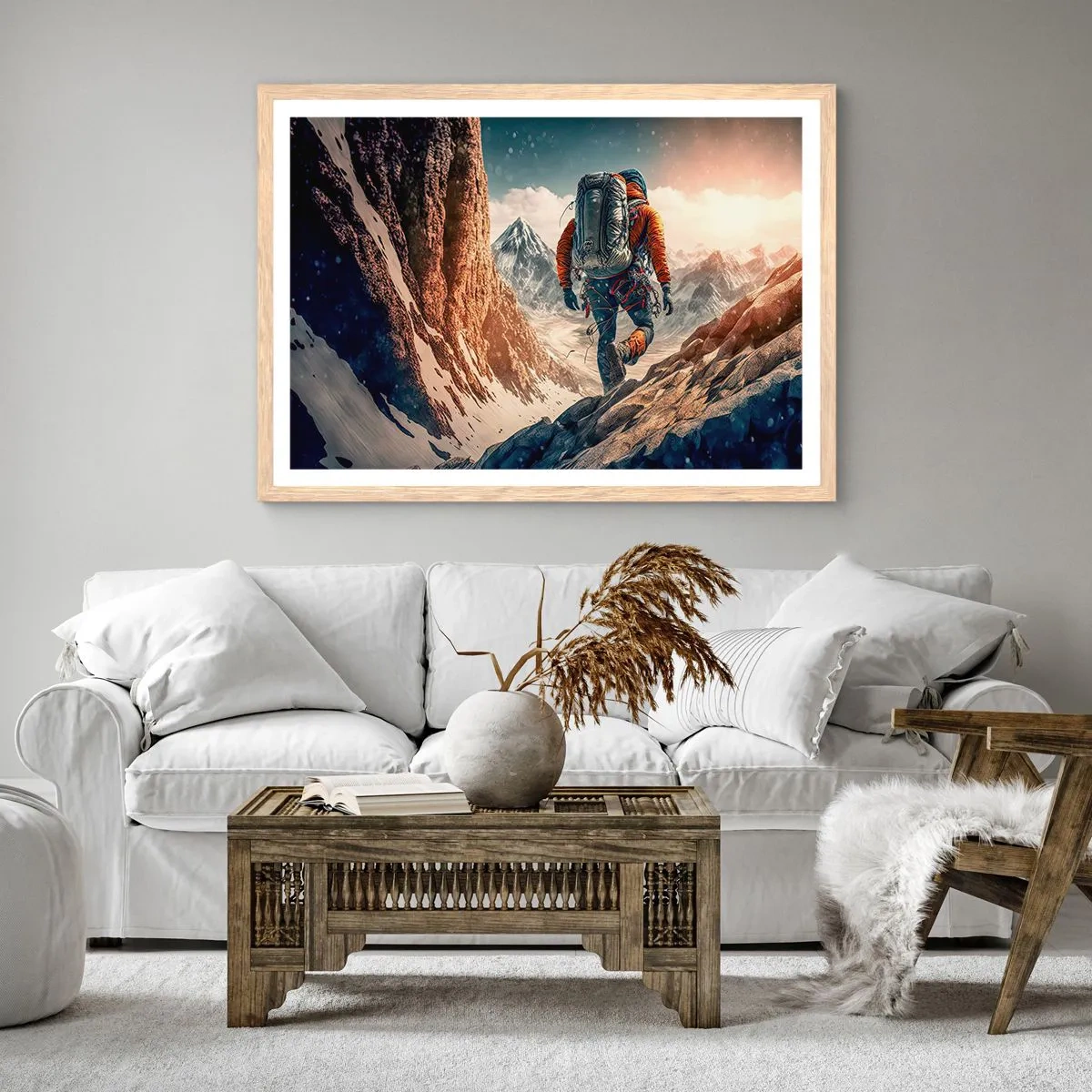 Póster en marco roble claro - Guerrero solitario - 40x30 cm