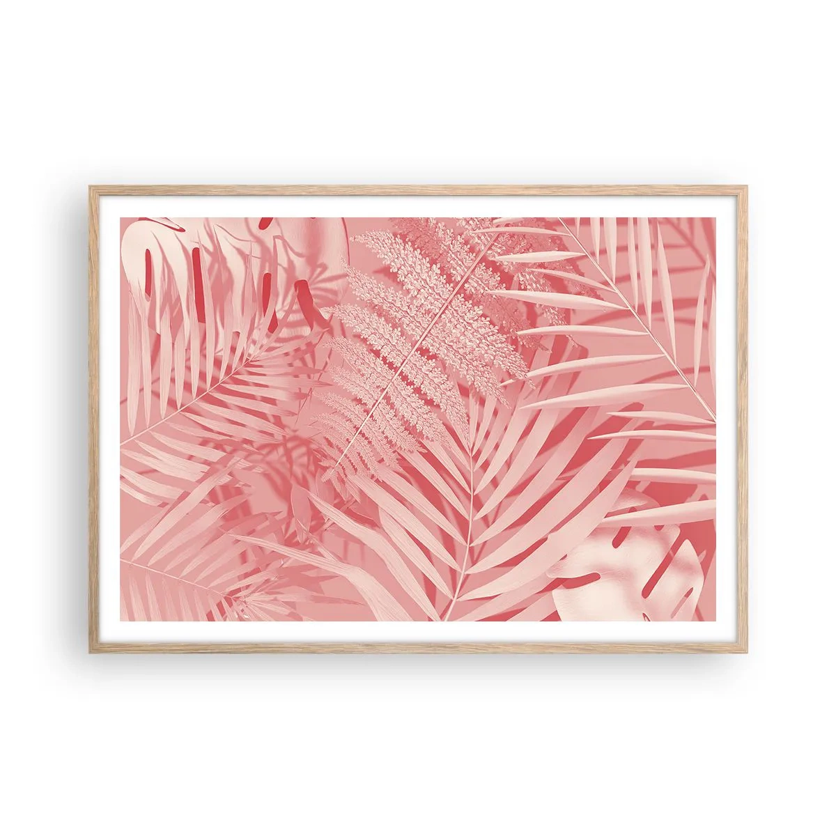 Póster en marco roble claro - Concepto rosa - 100x70 cm