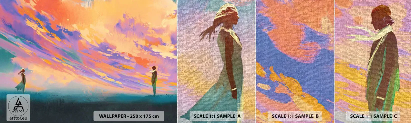 Muestra de fotomural Premium Canvas - Fuerza de atracción - Abstracción, Mujer y hombre, Pedazo - 100x30 cm