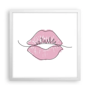 Póster en marco blanco - ¿Listo para un beso? - 40x40 cm