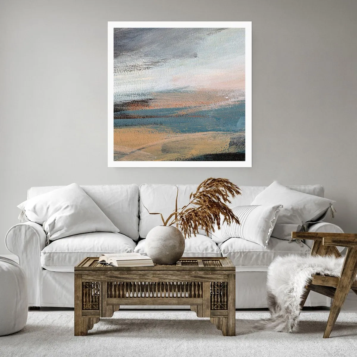 Póster - Abstracción: paisaje nórdico - 40x40 cm