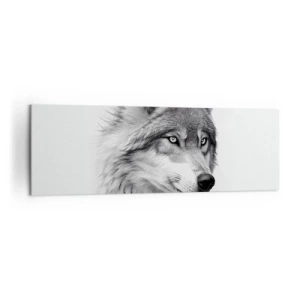 Cuadro sobre lienzo - Impresión de Imagen - Un retrato realista de un lobo en tonos de gris. - 160x50cm - Alfa - sin duda - Decoración de pared moderna para salón y dormitorio ARTTOR