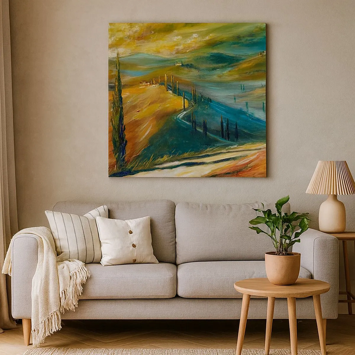 Cuadro sobre lienzo - Impresión de Imagen - Paisaje toscano - 30x30 cm