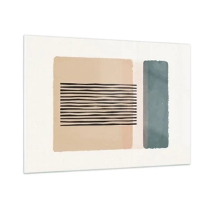 Cuadro sobre vidrio - Impresiones sobre Vidrio - Composición geométrica con rayas y bloques de color. - 100x70cm - Todo en orden - Decoración de pared moderna para salón y dormitorio ARTTOR