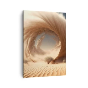 Cuadro sobre lienzo - Impresión de Imagen - Remolino de arena dinámico en un desierto con árboles - 50x70cm - Portal abierto - Decoración de pared moderna para salón y dormitorio ARTTOR