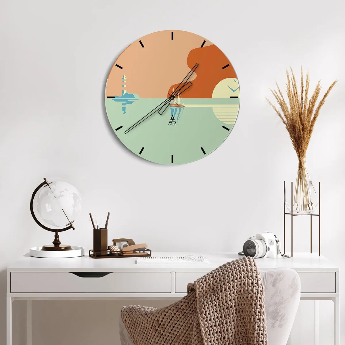 Reloj de pared - Reloj de vidrio - Un paisaje marino perfecto - 30x30 cm