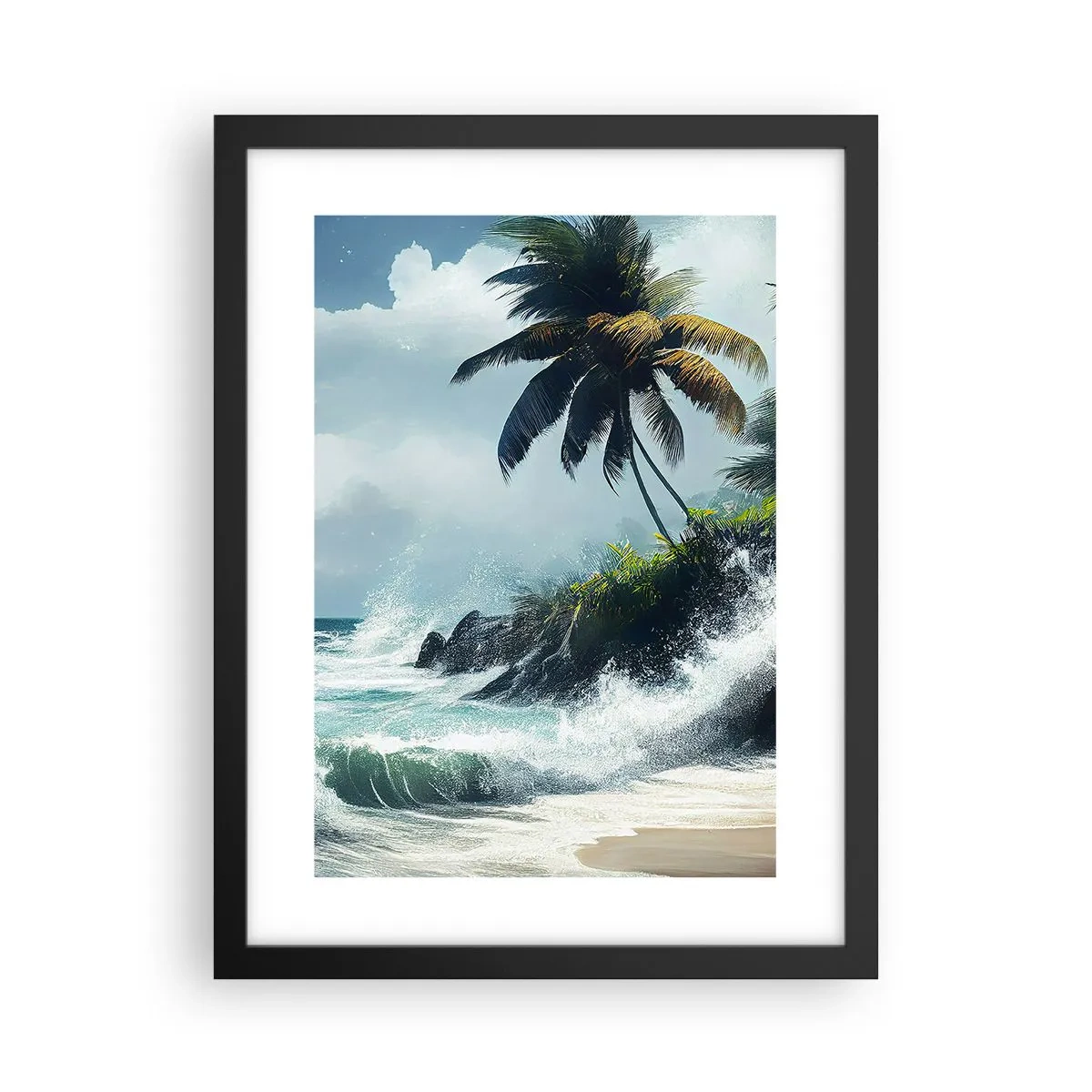 Póster en marco negro - En una costa tropical - 30x40 cm