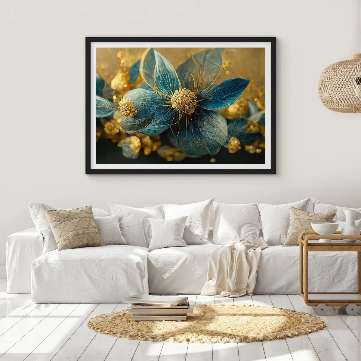 Póster en marco negro - Flor de oro - 40x30 cm
