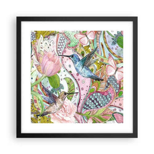 Póster en marco negro - Enredado en las vides - 40x40 cm