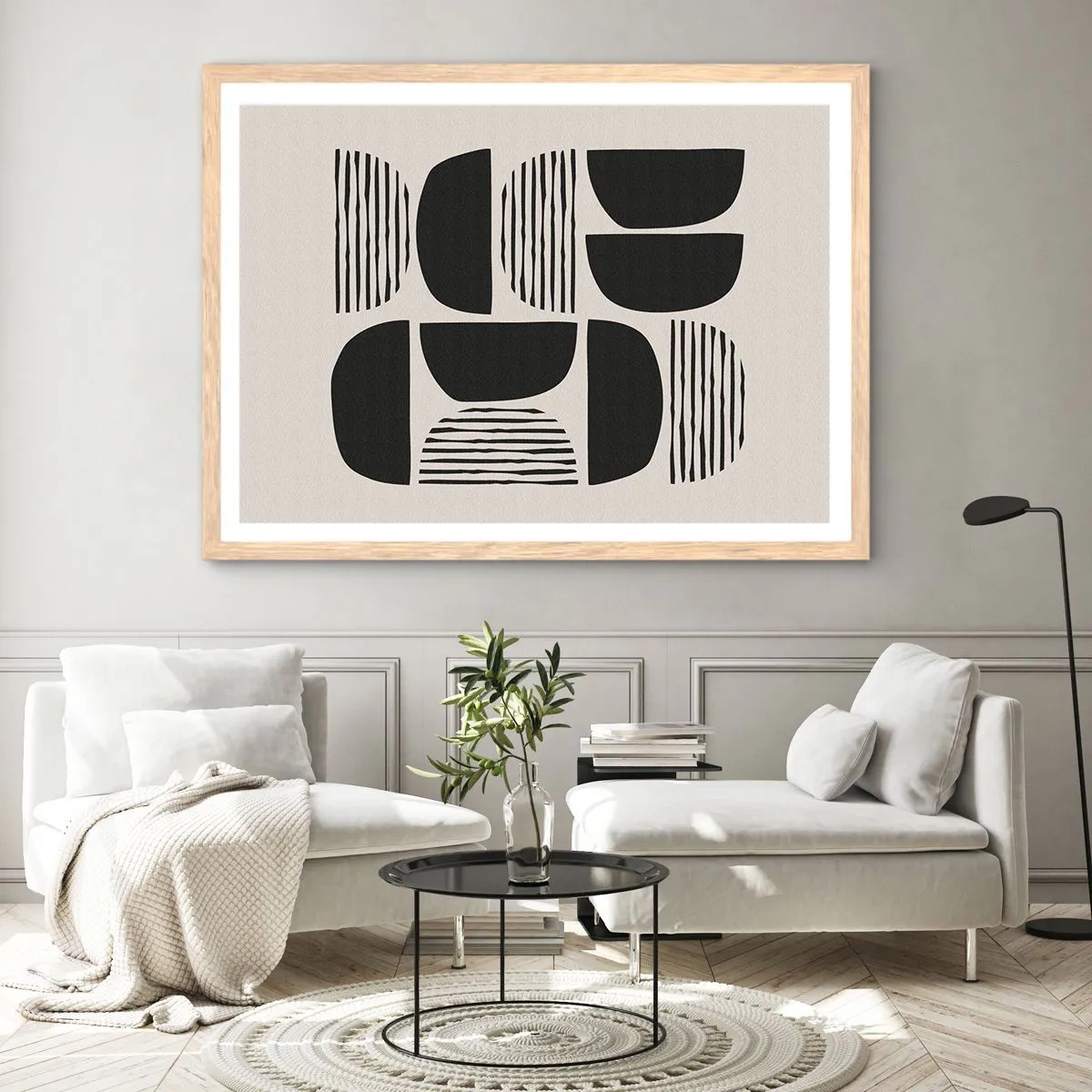 Póster en marco roble claro - Arreglos a medias - 50x40 cm