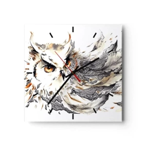 Reloj de pared - Reloj de vidrio - Un búho con plumas místicas en forma artística de acuarela. - 30x30cm - Venía de un mundo de magia - Decoración de pared moderna para salón y dormitorio ARTTOR