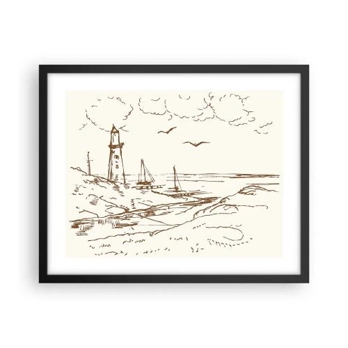Póster en marco negro - Un esbozo de un recuerdo de verano - 50x40 cm