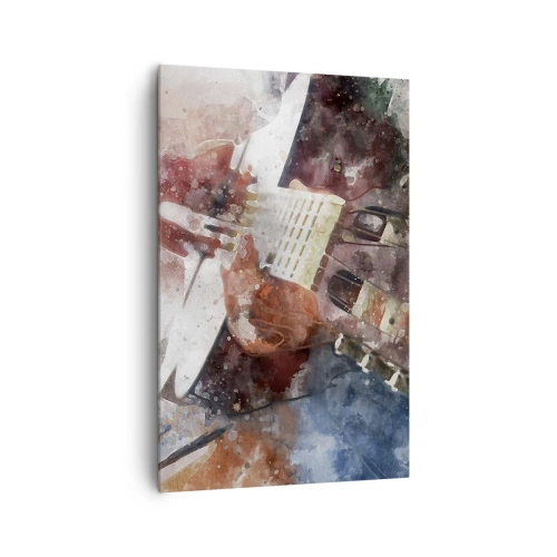 Cuadro sobre lienzo - Impresión de Imagen - Una interpretación artística de una guitarra en estilo acuarela. - 80x120cm - ¿Y qué opinas? - Decoración de pared moderna para salón y dormitorio ARTTOR