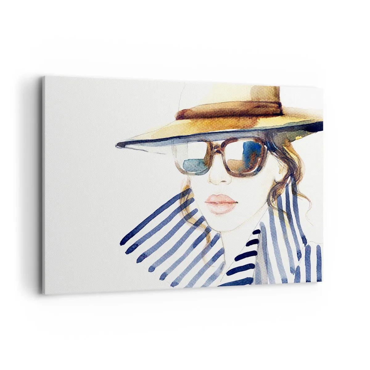 Cuadro sobre lienzo - Impresión de Imagen - Retrato de una mujer con sombrero y gafas de sol. - 100x70cm - ¡Florida le da la bienvenida! - Decoración de pared moderna para salón y dormitorio ARTTOR