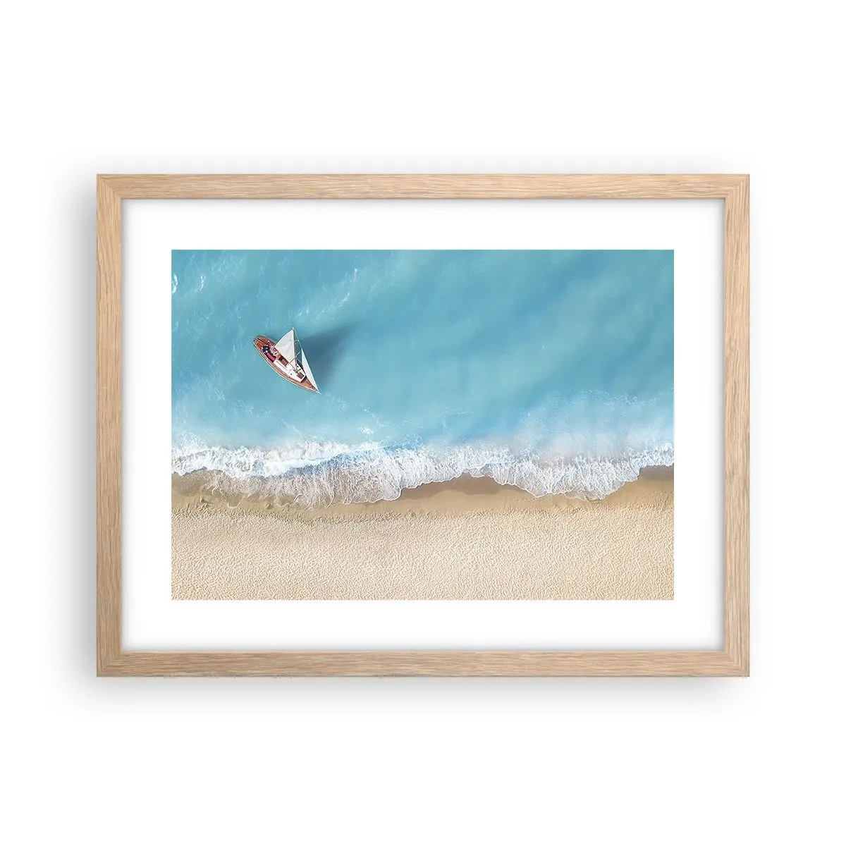 Póster en marco roble claro - Frontera celeste y dorada - 40x30 cm