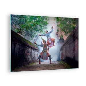 Cuadro sobre vidrio - Impresiones sobre Vidrio - Danza tradicional en un entorno histórico con colores vibrantes. - 70x50cm - Una danza de belleza mortal - Decoración de pared moderna para salón y dormitorio ARTTOR