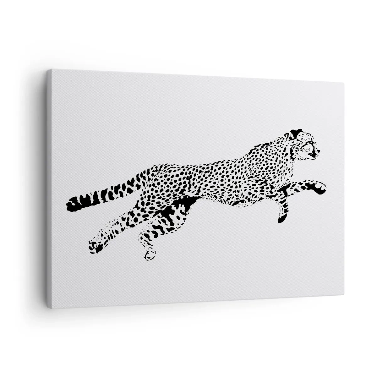 Cuadro sobre lienzo - Impresión de Imagen - Gráfico minimalista de un guepardo en movimiento. - 70x50cm - El más veloz del mundo - Decoración de pared moderna para salón y dormitorio ARTTOR