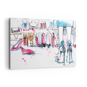 Cuadro sobre lienzo - Impresión de Imagen - Gráficos artísticos con tacones altos y accesorios. - 100x70cm - Ábrete, sésamo - Decoración de pared moderna para salón y dormitorio ARTTOR