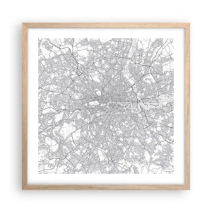 Póster en marco roble claro - Un mapa del laberinto de Londres - 50x50 cm