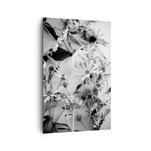Cuadro sobre lienzo - Impresión de Imagen - Arreglos florales en blanco y negro en un sutil estilo artístico. - 80x120cm - Un no ramo de flores - Decoración de pared moderna para salón y dormitorio ARTTOR