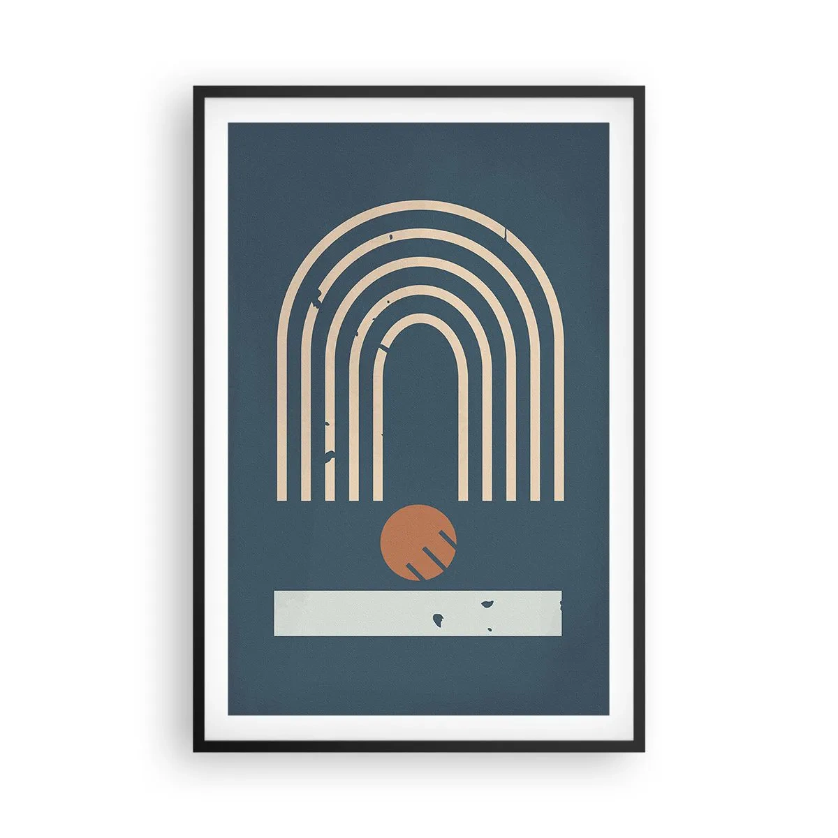 Póster en marco negro - Geometría sobre azul marino - 61x91 cm