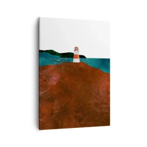 Cuadro sobre lienzo - Impresión de Imagen - Un faro con las montañas y el mar como telón de fondo - 50x70cm - Mirando al mar - Decoración de pared moderna para salón y dormitorio ARTTOR