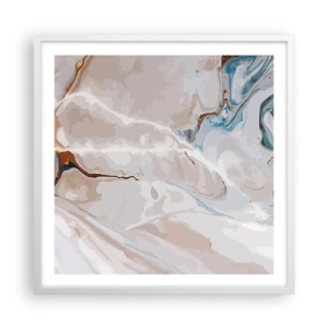 Póster en marco blanco - El azul serpentea por el blanco - 60x60 cm