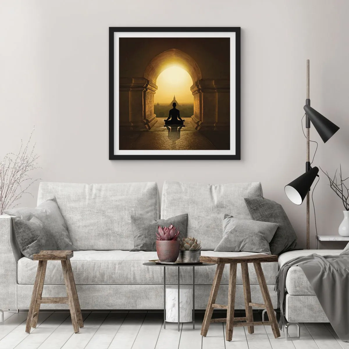 Póster en marco negro - Armonía total - 30x30 cm