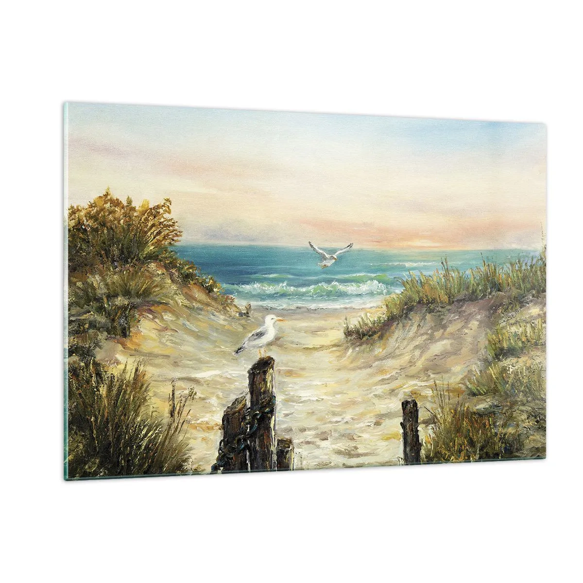 Cuadro sobre vidrio - Impresiones sobre Vidrio - Retiro sin viento - 120x80cm - Un retiro ventoso - Decoración de pared moderna para salón y dormitorio ARTTOR