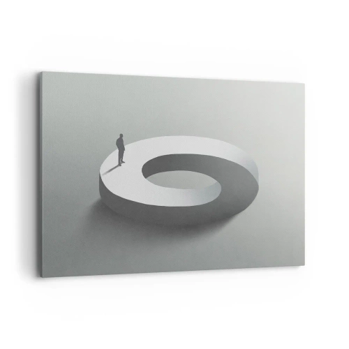 Cuadro sobre lienzo - Impresión de Imagen - Un hombre sobre una estructura gris y abstracta. - 100x70cm - Ser sabio no es una labor sencilla - Decoración de pared moderna para salón y dormitorio ARTTOR