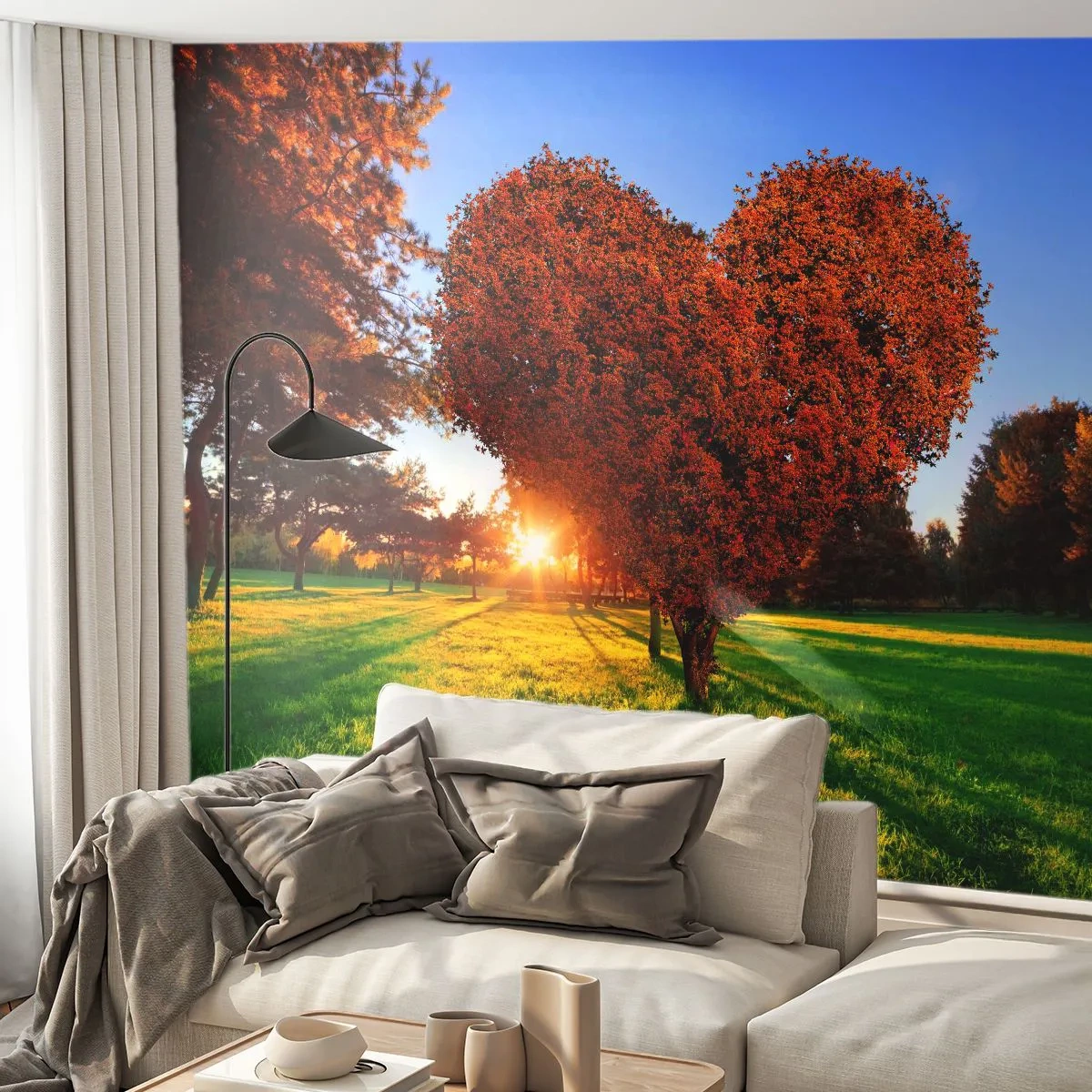 Fotomural Standard Eco - Y cómo no amar el otoño - Paisaje, Árbol, Rayos del sol - 200x140 cm