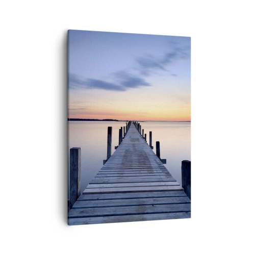 Cuadro sobre lienzo - Impresión de Imagen - Muelle de madera en el lago al atardecer - 50x70cm - La calma de un crepúsculo sereno - Decoración de pared moderna para salón y dormitorio ARTTOR