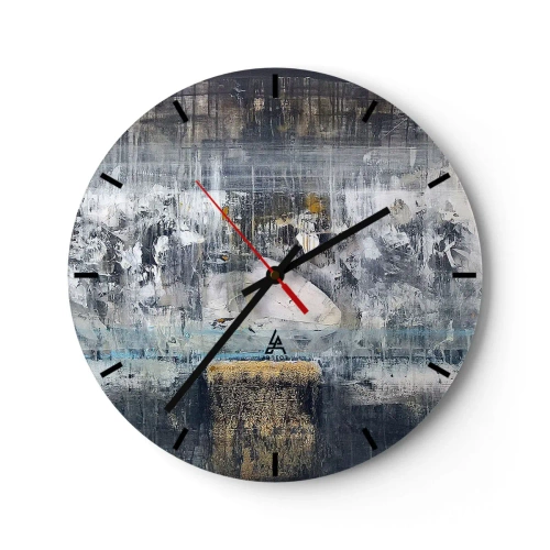 Reloj de pared - Reloj de vidrio - Composición abstracta en tonos fríos con texturas. - 30x30cm - Hielo abstracto - Decoración de pared moderna para salón, cocina y dormitorio ARTTOR
