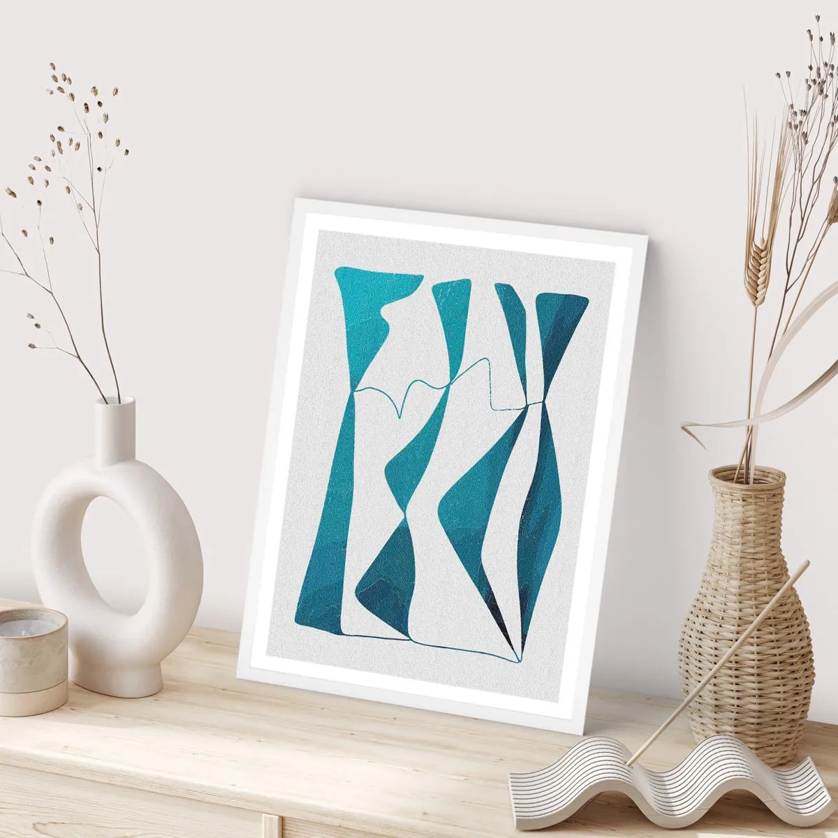 Póster en marco blanco - Abstracción: un compuesto turquesa - 40x50 cm