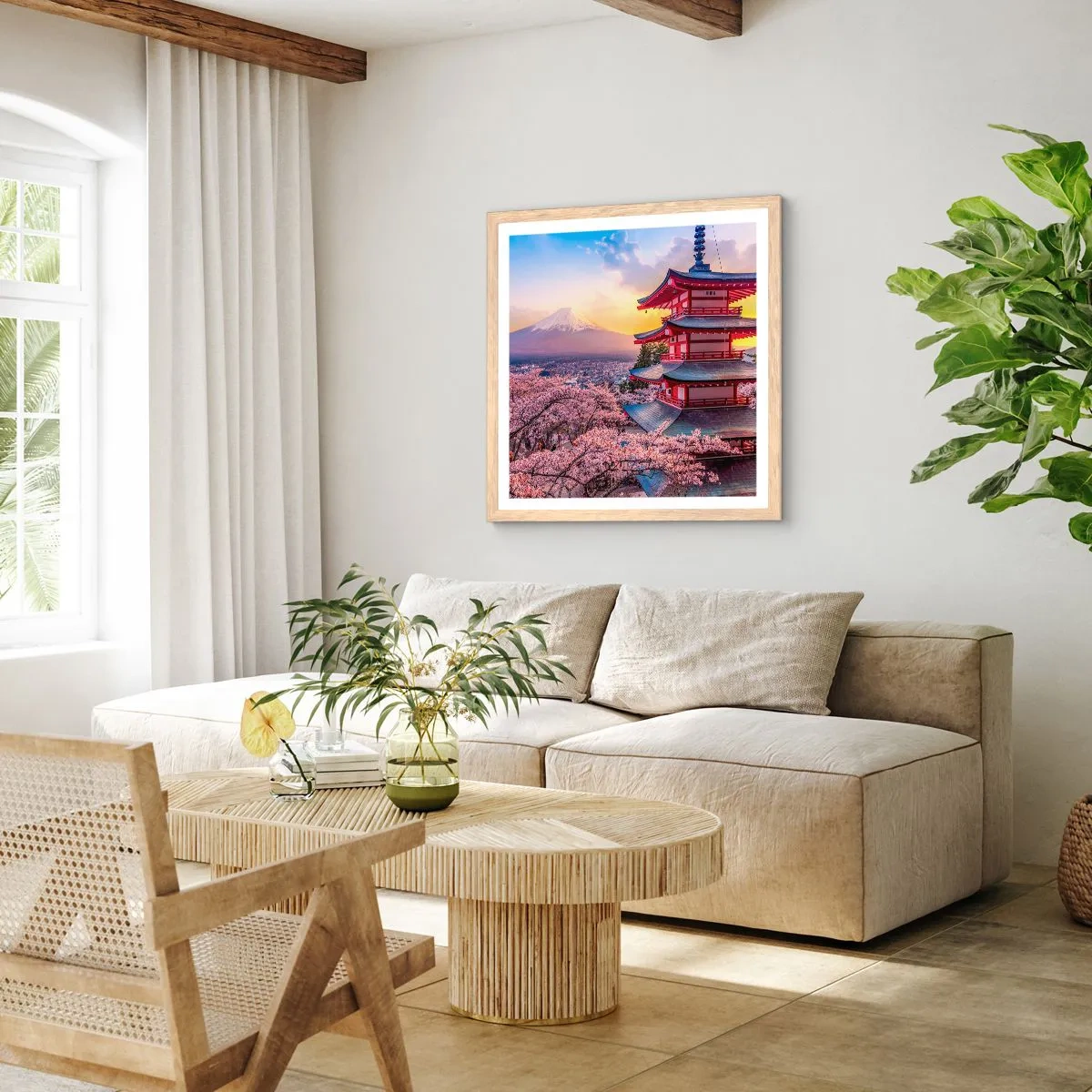 Póster en marco roble claro - La esencia del espíritu japonés - 50x50 cm