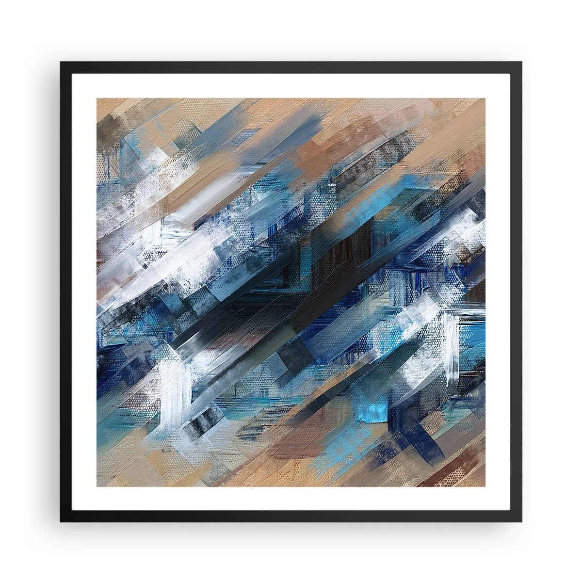 Póster en marco negro - En una inclinación azul - 60x60 cm