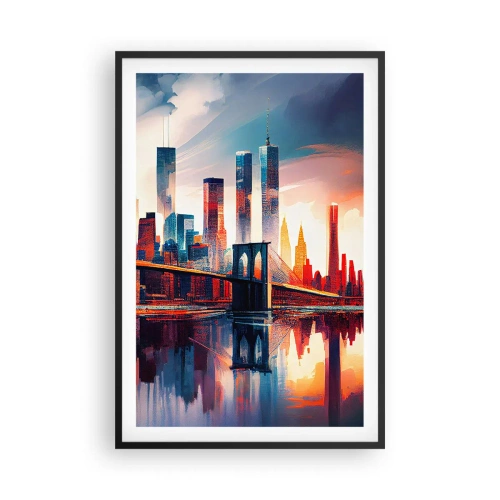 Póster en marco negro - Nueva York siempre luce - 61x91 cm