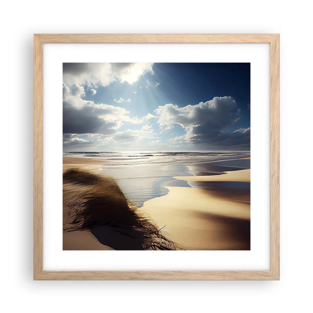 Póster en marco roble claro - Playa, playa salvaje - 40x40 cm
