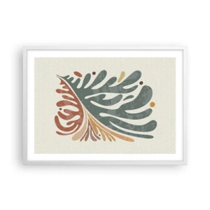 Póster en marco blanco - Hoja multicolor - 70x50 cm