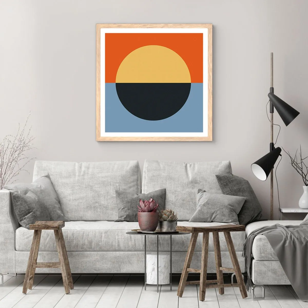 Póster en marco roble claro - Una composición de calidez y frescura - 40x40 cm