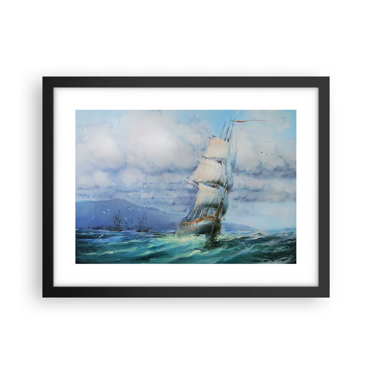 Póster en marco negro - Viento en popa - 40x30 cm