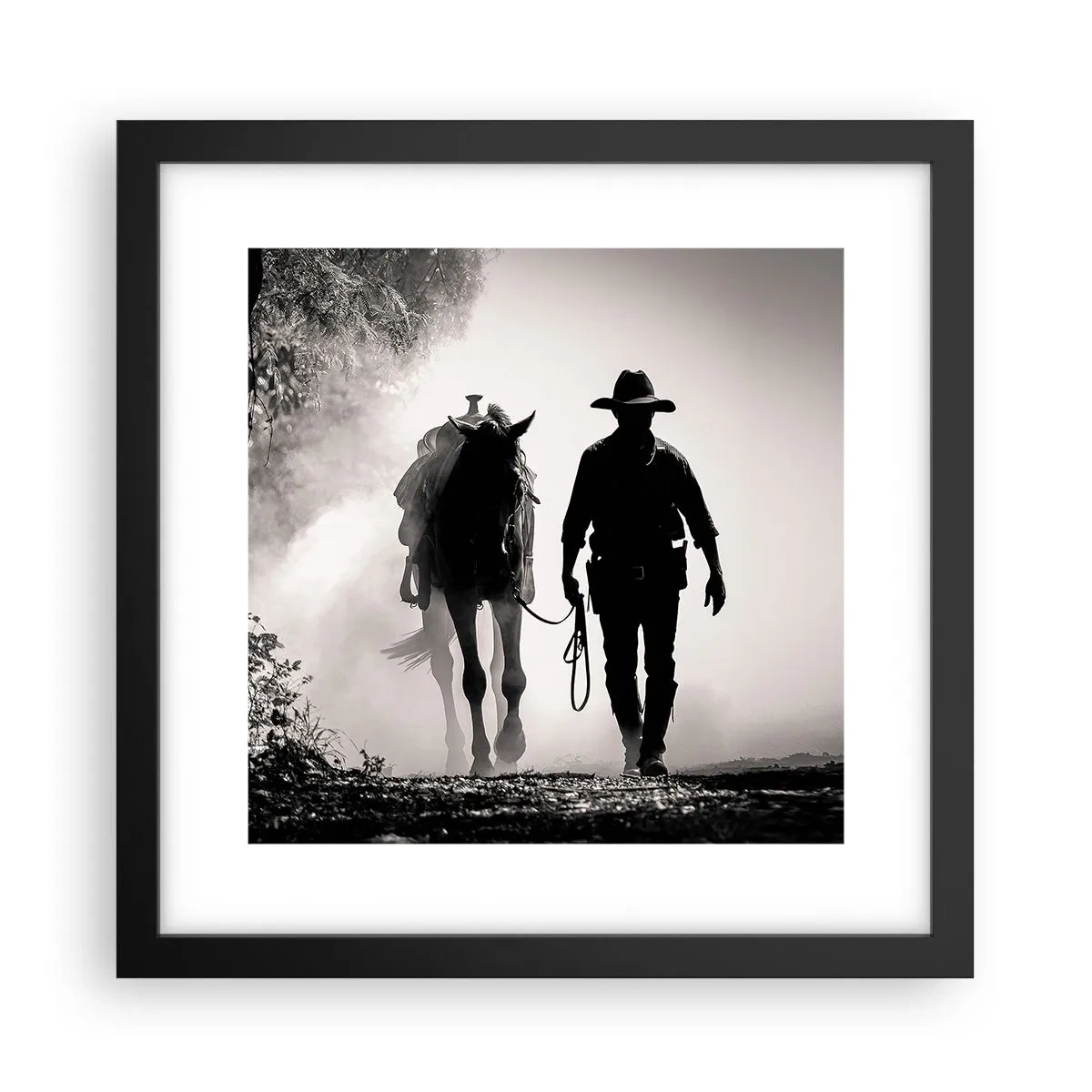 Póster en marco negro - La mañana de Texas - 30x30 cm