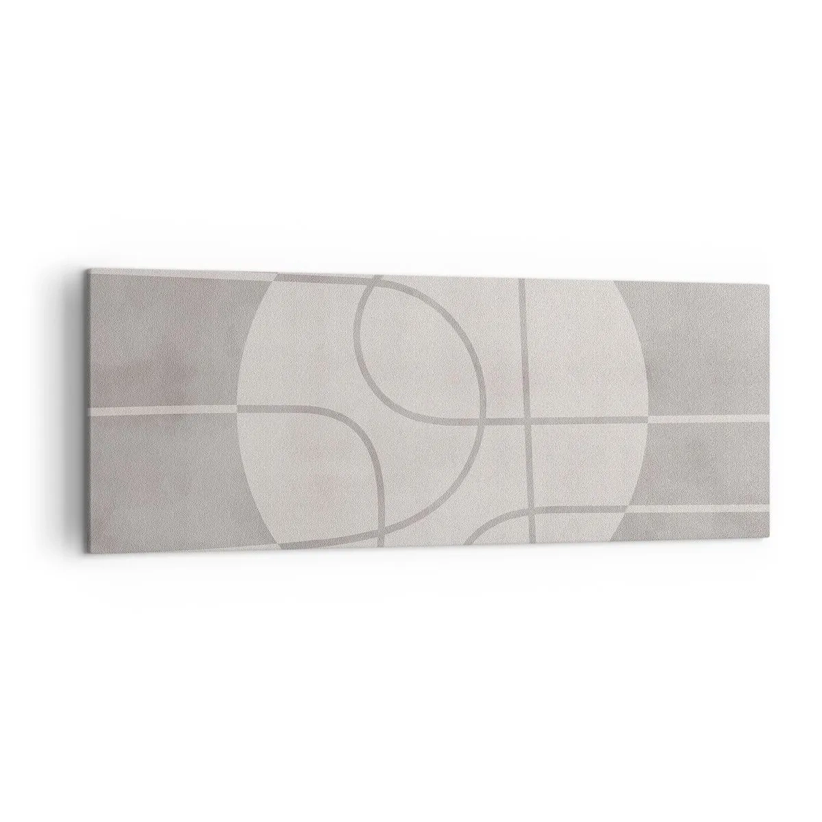 Cuadro sobre lienzo - Impresión de Imagen - Patrón geométrico en tonos grises y blancos. - 140x50cm - Circular y rectilíneo - Decoración de pared moderna para salón y dormitorio ARTTOR