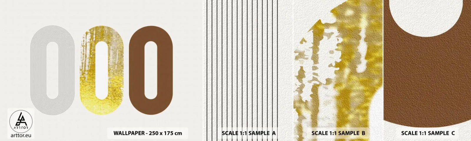 Muestra de fotomural autoadhesivo Deluxe Sticker - ¡Ooo! - Abstracción, Pedazo, Patrón moderno - 100x30 cm