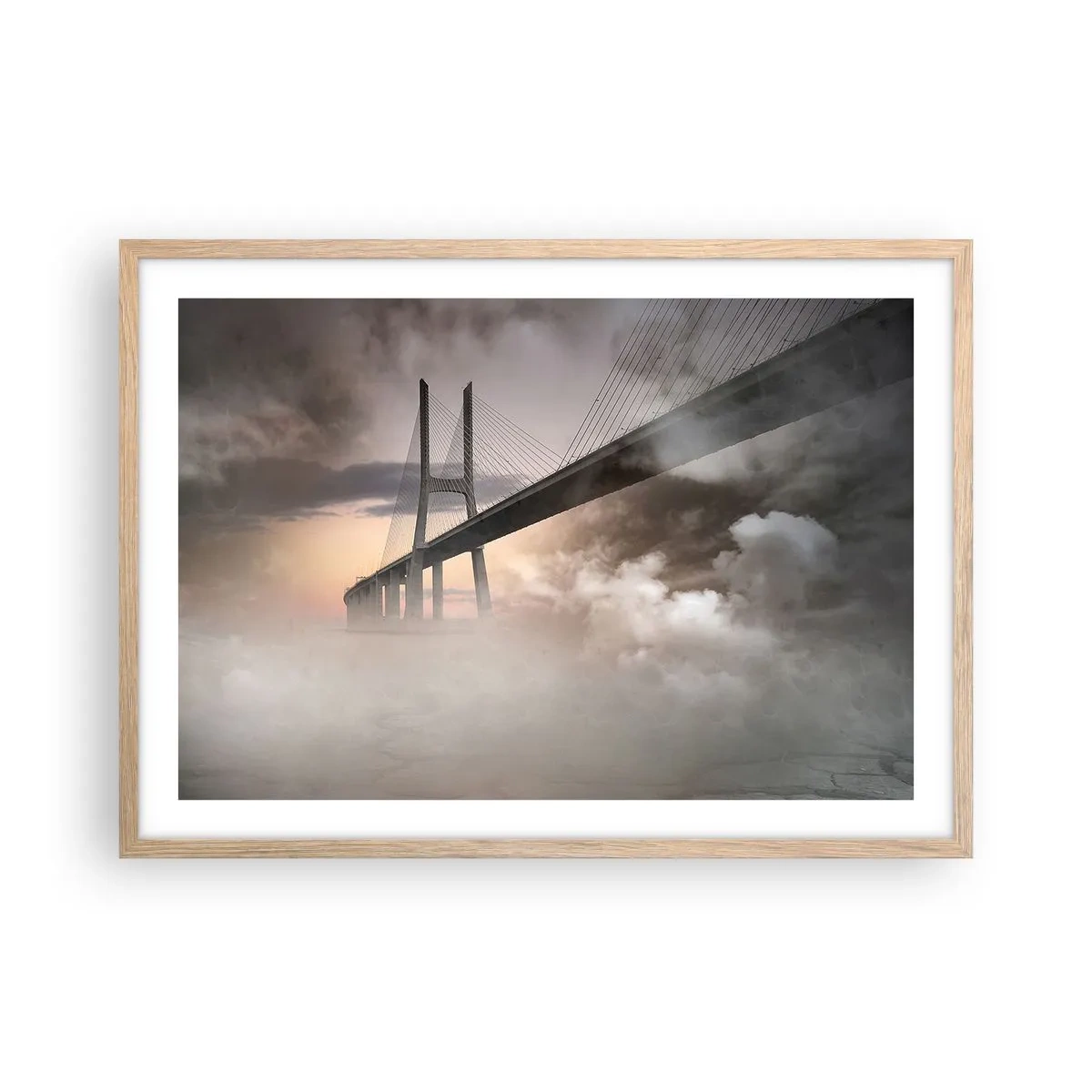 Póster en marco roble claro - Junto al río que no existe - 70x50 cm