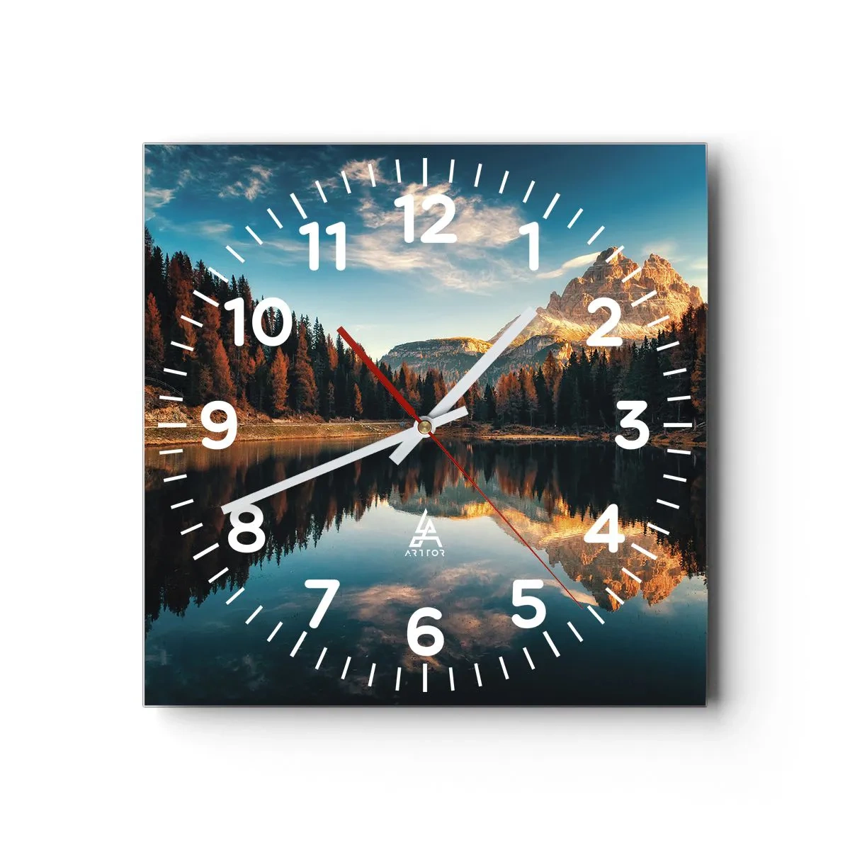 Reloj de pared - Reloj de vidrio - Paisaje duplicado - 40x40 cm