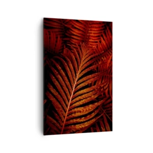 Cuadro sobre lienzo - Impresión de Imagen - Primer plano de hojas tropicales rojas - 80x120cm - Las brasas de la vida - Decoración de pared moderna para salón y dormitorio ARTTOR