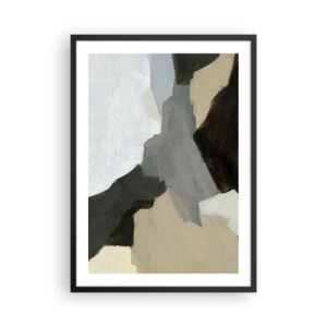 Póster en marco negro - Composición abstracta en colores tenues - 50x70cm - Abstracción: partes del gris - Decoración de pared moderna para salón y dormitorio ARTTOR